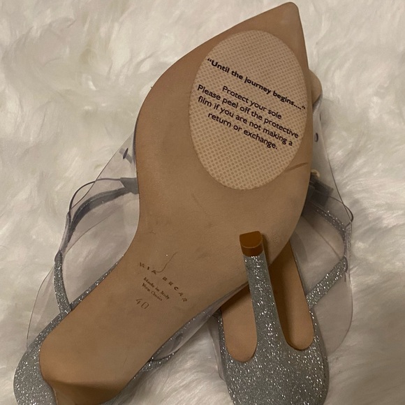 Mia Becar Marilyn Mule PVC 100 Silver Heels. Size 9.5 NWOB. - Picture 7 of 10